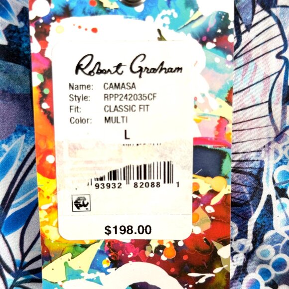 Robert Graham Camasa Shirt Mens L Blue Multicolor Tropical Floral Classic Fit - Picture 2 of 11